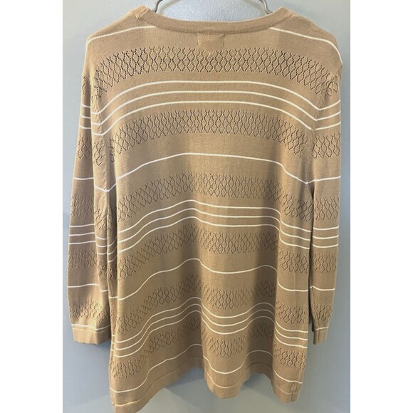 Basic Editions Womens Open Front Striped Tan/White Cardigan Size XL - Picture 7 of 7